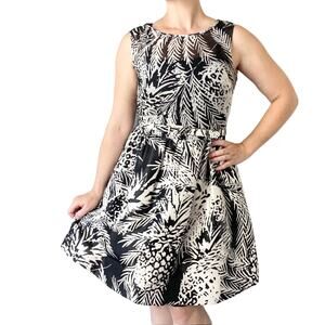 Taylor Tropical Botanical Pineapple Fit & Flare Dress Size 10